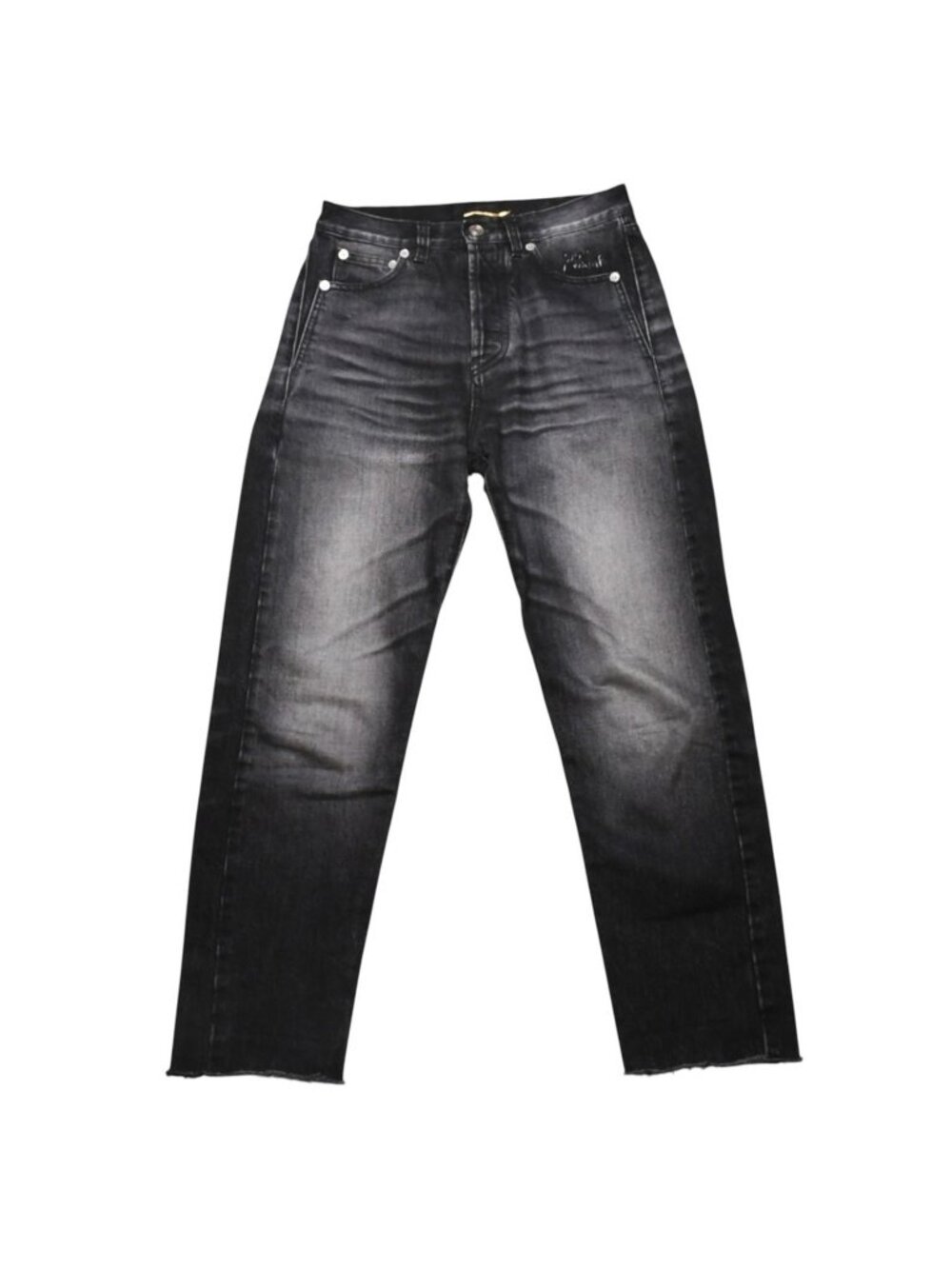Saint Laurent Denim Pants Uncut Black Gray Silver